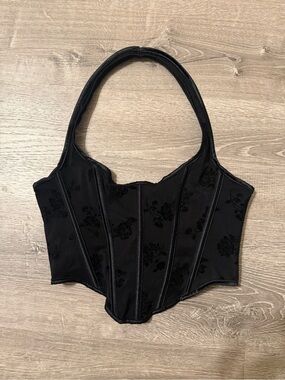 Black Floral Bustier Crop Top